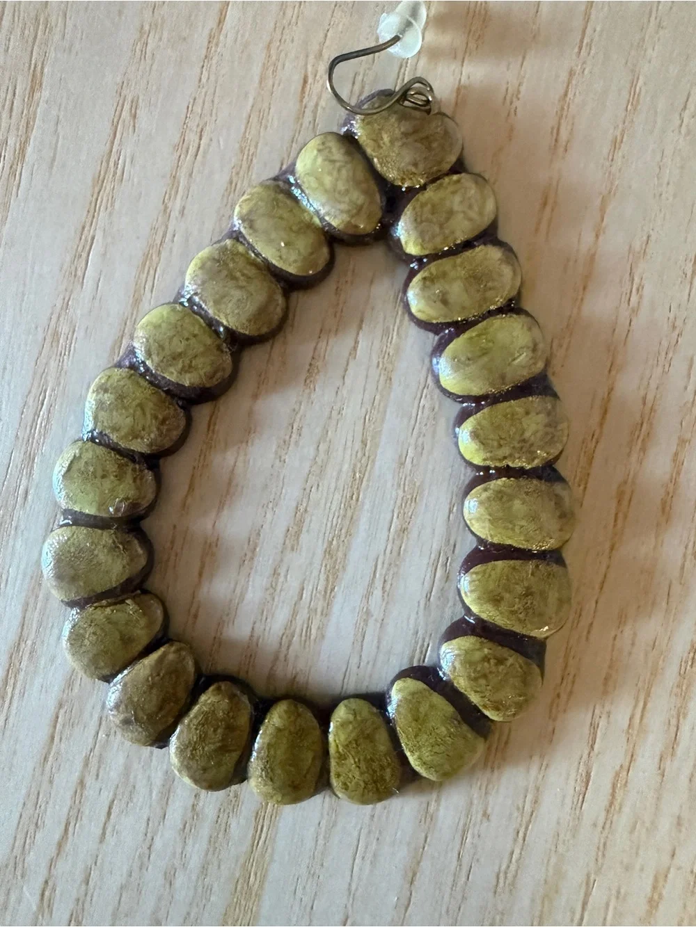Handcrafted Gold-Tone Teardrop Beaded Earrings  Red material earrings